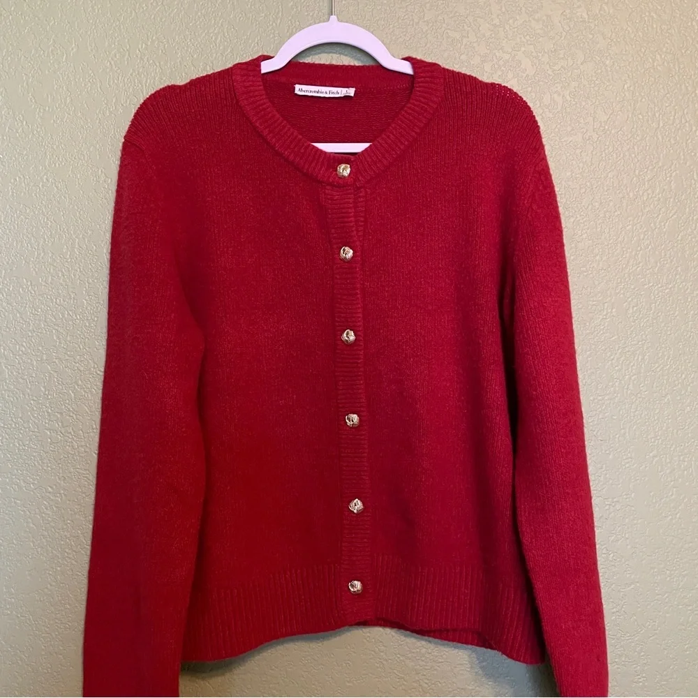 Abercrombie & Fitch Rust Red Cardigan Sweater Large - Picture 11 of 11